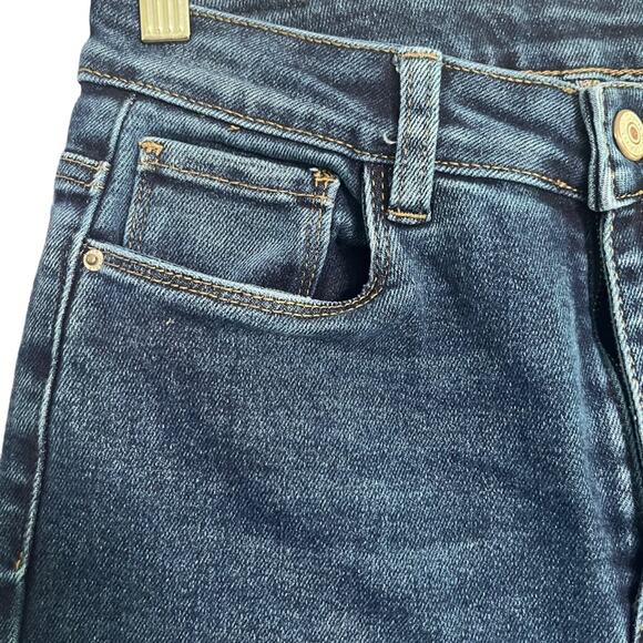 LOLA Premium High Rise Flared Denim Jeans Womens Size 8 Dark Wash Edgy Simple - Picture 4 of 14